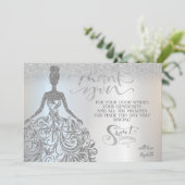 Silver Glitter Bokeh Ombre, Dress Sweet Seventeen Dankeskarte (Stehend Vorderseite)