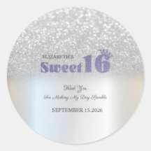 Silver Glitter Bokeh Sweet 16 Crown