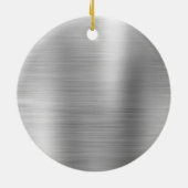 Silver Glitter Brushed Metal Monogram Name Keramik Ornament (Hinten)