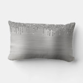 Silver Glitter Brushed Metal Monogram Name Lendenkissen (Rückseite)