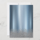 Silver Glitter Dress, Diamonds Blue 65th Birthday Einladung (Rückseite)