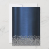 Silver Glitter Dress,Diamonds Navy Blue Sweet 16  Einladung (Rückseite)