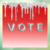 Silver Glitter Drip Red Background Vote Fensteraufkleber (Blatt 3)