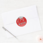 Silver Glitter Drip Red Background Vote Runder Aufkleber (Umschlag)