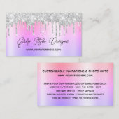 Silver Glitter Drips Multi Ombre Online Store Visitenkarte (Vorne/Hinten)