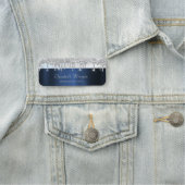 Silver Glitter Drips Navy Blue Namensschild (Beispiel)