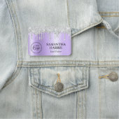 Silver Glitter Drips Pale Lavender Shimmer Namensschild (Beispiel)