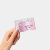 Silver Glitter Drips Pink Shimmer Ausweis (Handheld)