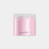 Silver Glitter Drips Pink Shimmer Post-it Klebezettel (Vorderseite)