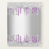 Silver glitter drips purple monogram 2023 metal planer (Rückseite)