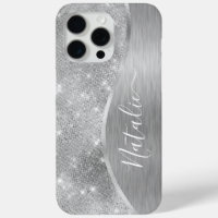 Silver Glitter Glam Bling Personalized Metallic