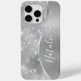 Silver Glitter Glam Bling Personalized Metallic Case-Mate iPhone Hülle