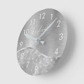 Silver Glitter Glam Bling Personalized Metallic Runde Wanduhr (Winkel)