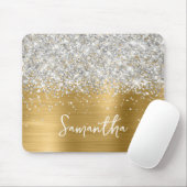 Silver Glitter Gold Glam Name Mousepad (Mit Mouse)