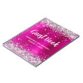 Silver Glitter Hot Pink 18th Birthday Guestbook Notizblock (Linke Seite)