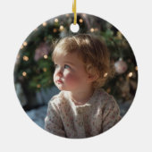 Silver Glitter Hot Pink Foil 1st Christmas Photo Keramik Ornament (Hinten)