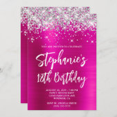 Silver Glitter Hot Pink Foil Bold 18th Birthday Einladung (Vorne/Hinten)