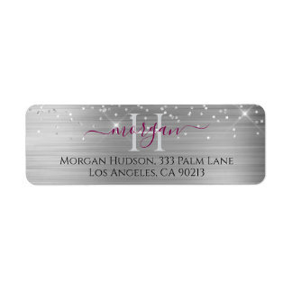 Silver Glitter & Large Monogram, Maroon Name