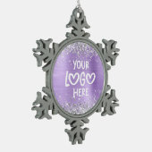 Silver Glitter Lavender Faux Foil Business Logo Schneeflocken Zinn-Ornament (Links)