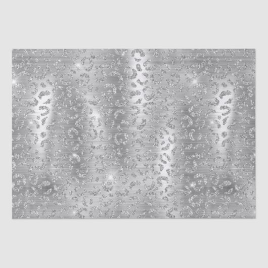 Silver Glitter Leopard Spots Metallic Animal Seidenpapier (Vorderseite)