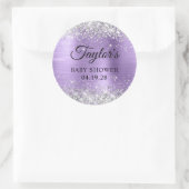 Silver Glitter Light Purple Foil Babydusche Runder Aufkleber (Tasche)