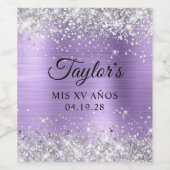 Silver Glitter Light Purple Foil Mis XV Anos Weinetikett (Einzelnes Label)