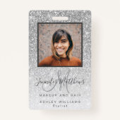 Silver Glitter Photo Makeup Hair Salon Ausweis (Vorderseite)