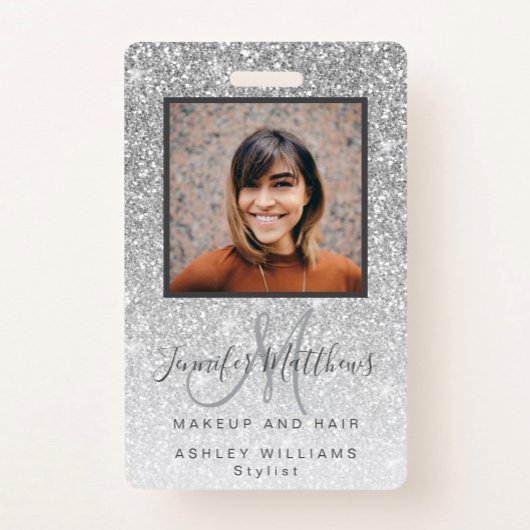 Silver Glitter Photo Makeup Hair Salon Ausweis