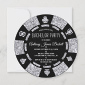 Silver Glitter Poker Chip Las Vegas Bachelor Party Einladung (Vorderseite)