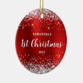 Silver Glitter Red Foil 1st Christmas Keramik Ornament (Rechts)