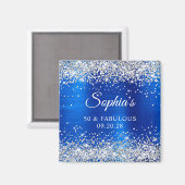 Silver Glitter Royal Blue Foil 50 & Fabulous Magnet (Vorderseite/Rückseite)