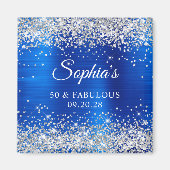 Silver Glitter Royal Blue Foil 50 & Fabulous Magnet (Vorne)
