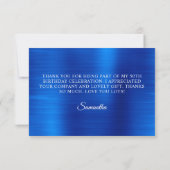 Silver Glitter Royal Blue Foil 50th Birthday Dankeskarte (Rückseite)