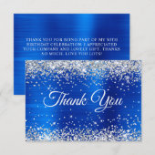 Silver Glitter Royal Blue Foil 50th Birthday Dankeskarte (Vorne/Hinten)