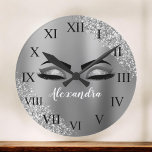 Silver Glitter Sparkle Eyelashes Monogram<br><div class="desc">Silver Falsch Foil Metallic Sparkle Glitter Brushed Metal Monogram Name and Initial Eyelashes (Lashes),  Eyelash Exspannungen and Eyes small decorative clock. The design makes the perfect sweet 16 birthday,  wedding,  bridal shower,  anniversary,  baby shower or bachelorette party gift for someone looking for a trendy cool style style.</div>