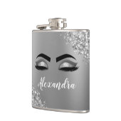 Silver Glitter Sparkle Eyelashes Monogram Flachmann (Links)