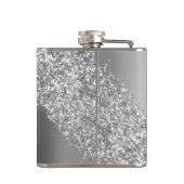 Silver Glitter Sparkle Eyelashes Monogram Flachmann (Rückseite)