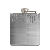 Silver Glitter Sparkle Eyelashes Monogram Flachmann (Rückseite)