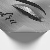 Silver Glitter Sparkle Eyelashes Monogram Geschenkpapier (Ecke)