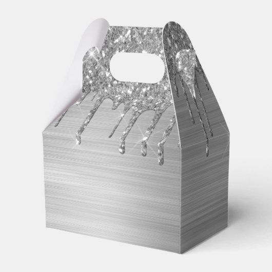 Silver Glitter Sparkle Eyelashes Monogram Geschenkschachtel (Rückseite)