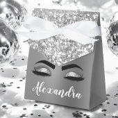 Silver Glitter Sparkle Eyelashes Monogram Geschenkschachtel