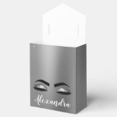 Silver Glitter Sparkle Eyelashes Monogram Geschenkschachtel (Geöffnet)