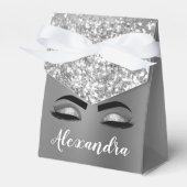 Silver Glitter Sparkle Eyelashes Monogram Geschenkschachtel (Vorderseite)