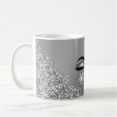 Silver Glitter Sparkle Eyelashes Monogram Kaffeetasse (Links)