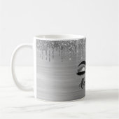 Silver Glitter Sparkle Eyelashes Monogram Kaffeetasse (Links)