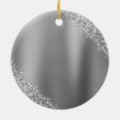 Silver Glitter Sparkle Eyelashes Monogram Keramik Ornament (Hinten)