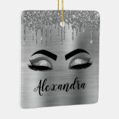 Silver Glitter Sparkle Eyelashes Monogram Keramikornament (Rechts)