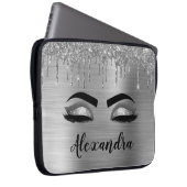 Silver Glitter Sparkle Eyelashes Monogram Laptopschutzhülle (Vorne Rechts)