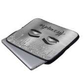 Silver Glitter Sparkle Eyelashes Monogram Laptopschutzhülle (Vorne Knopf)