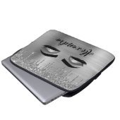 Silver Glitter Sparkle Eyelashes Monogram Laptopschutzhülle (Vorne Knopf)